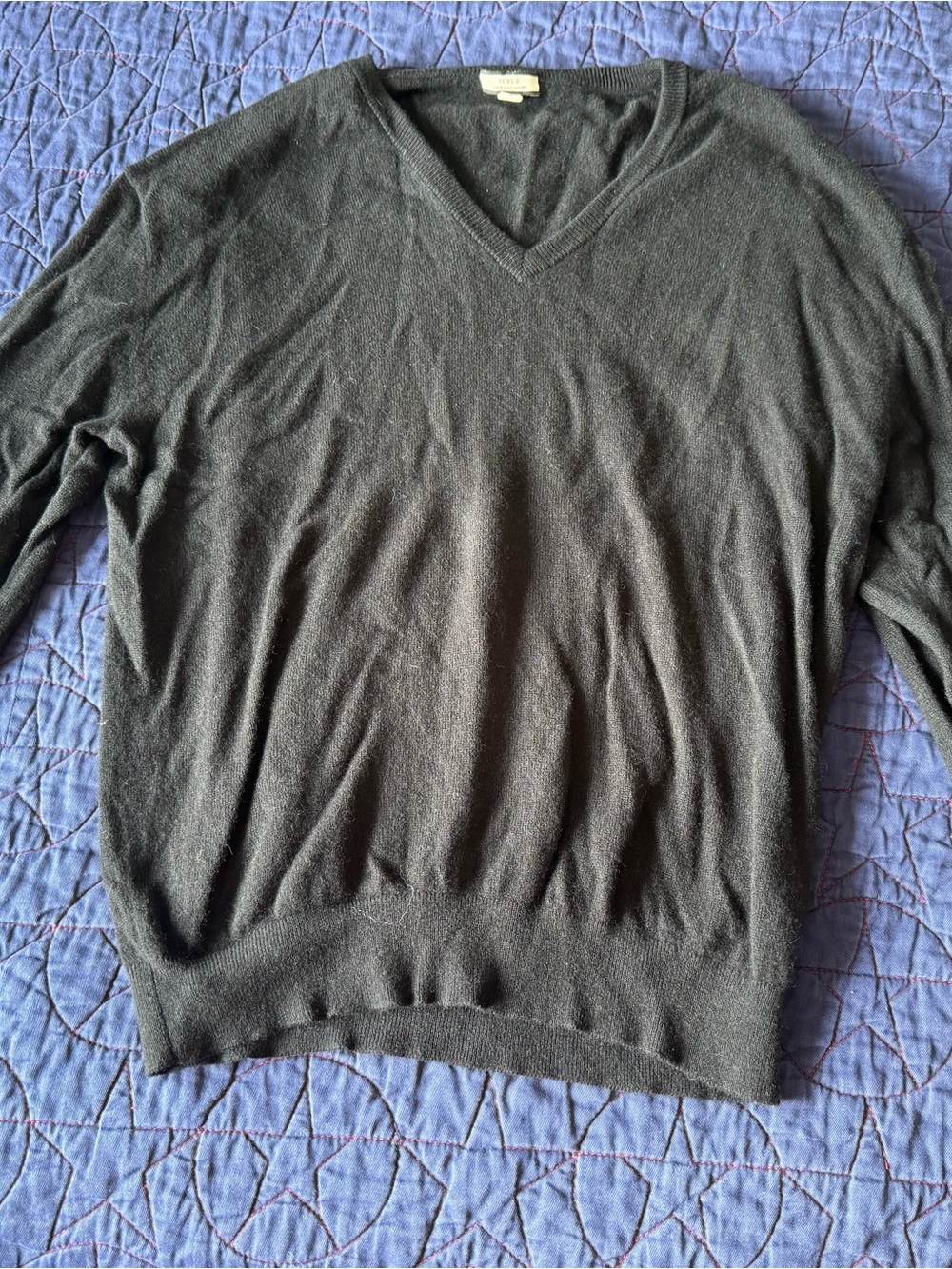 J. Crew 100% Cashmere Black Relaxed V-Neck Sweater Small